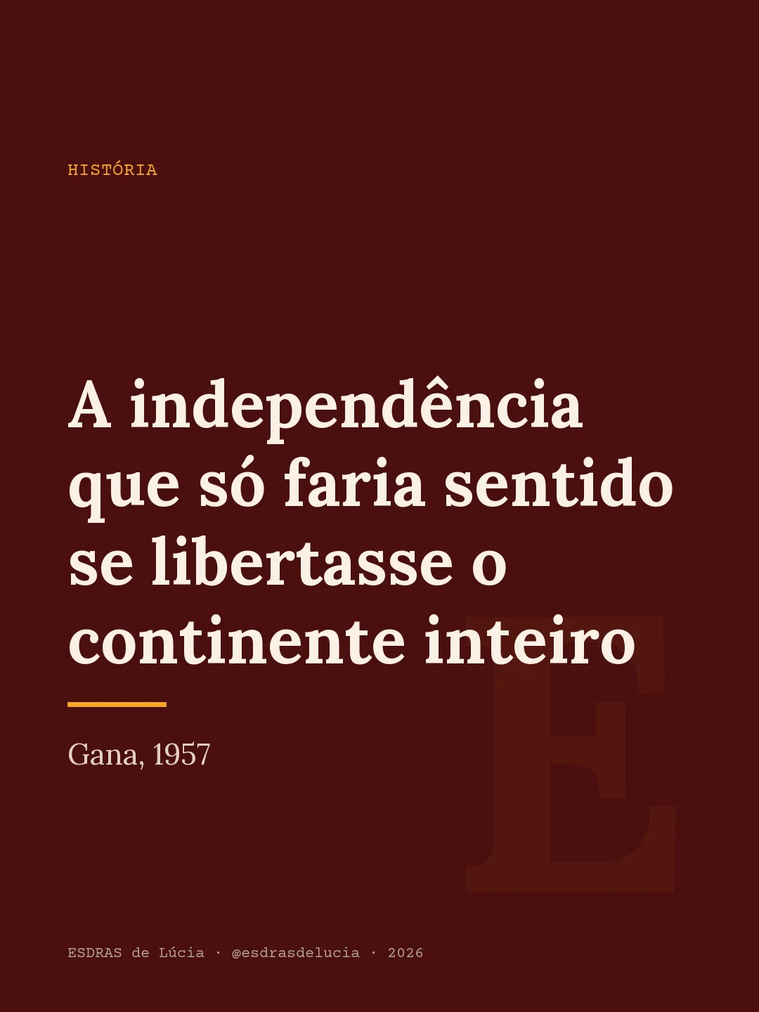 Composição tipográfica sobre a independência de Gana em 1957