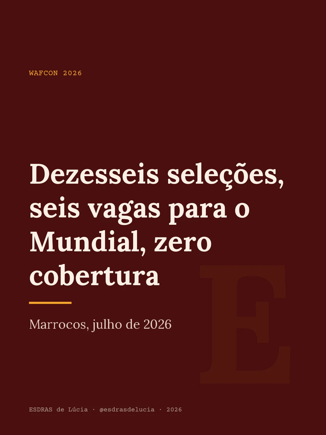 Composição tipográfica sobre a WAFCON 2026 no Marrocos